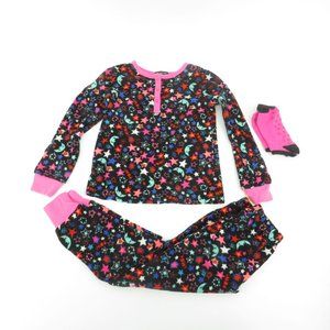 Cuddl Duds Girls 3-Piece Pajama Set Star & Moon Print Size 4/5 NWT $36